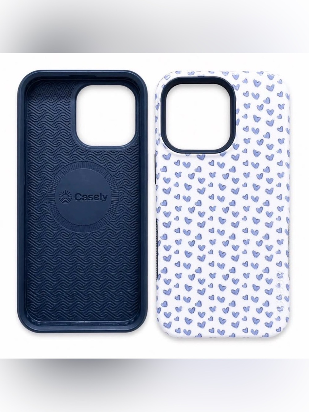 Casely Lovebug Navy Blue & White Heart iPhone 13 Case